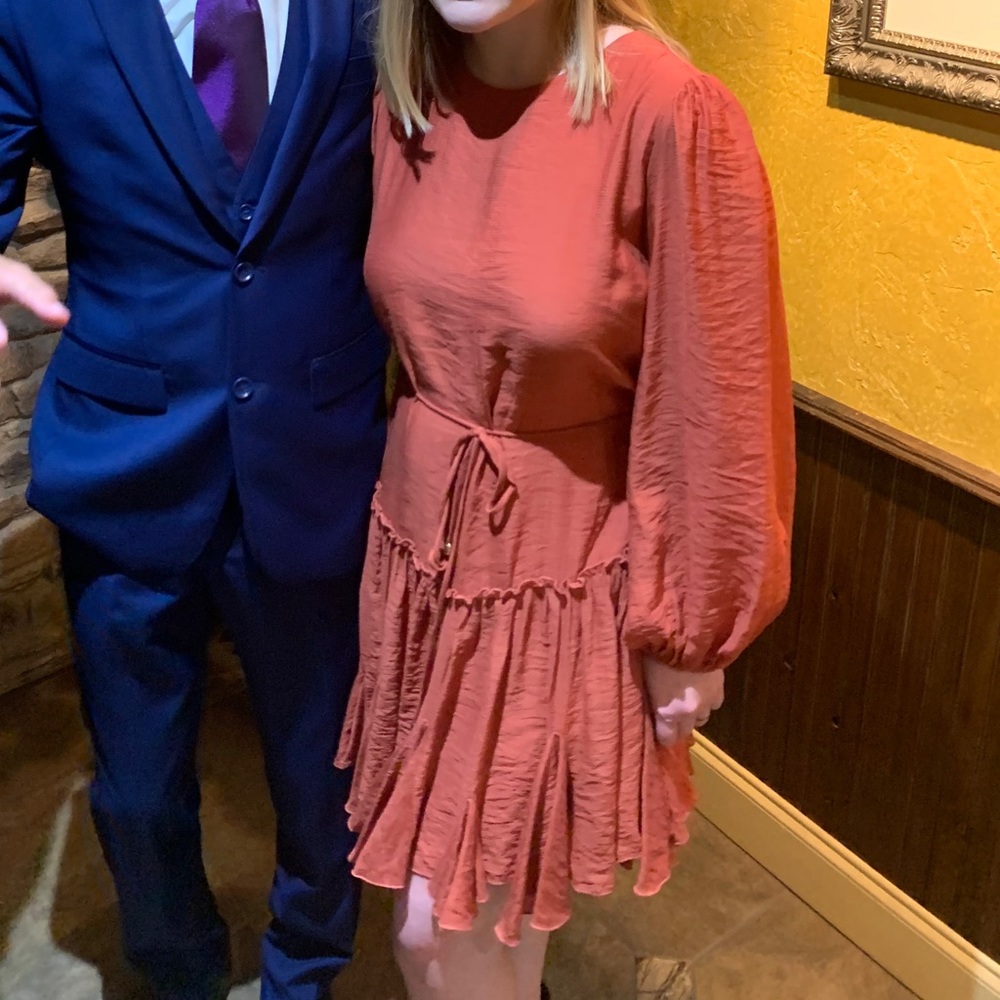 Rust Longsleeve Textured Dress - Picture 5 of 5